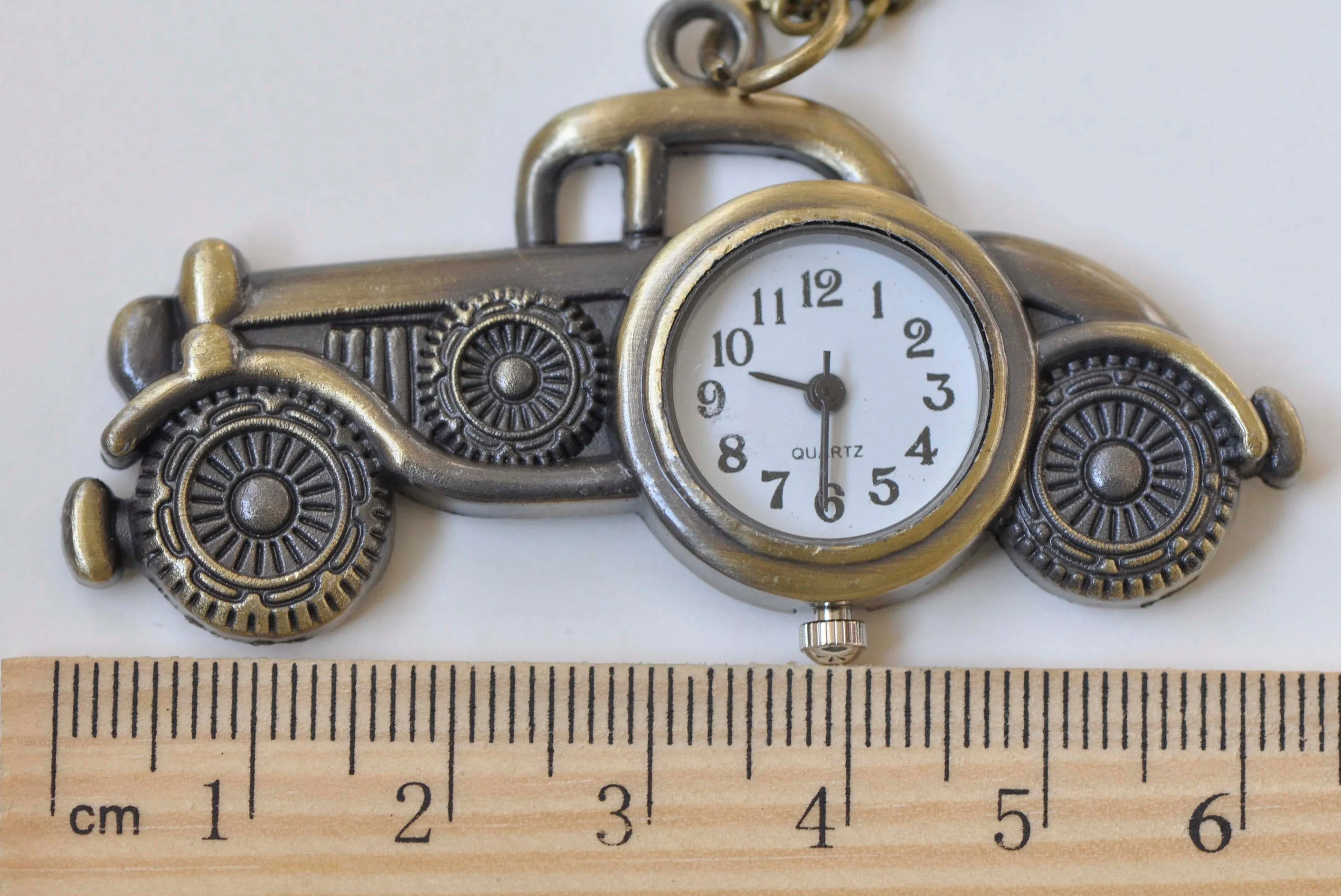 1 PC Antique Bronze Vintage Car Pocket Watch Necklace 30x32mm A2232