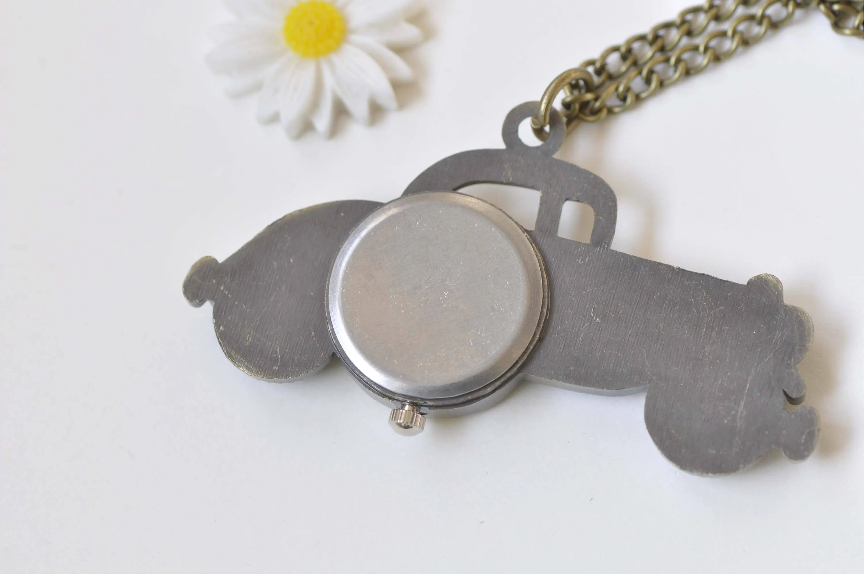 1 PC Antique Bronze Vintage Car Pocket Watch Necklace 30x32mm A2232