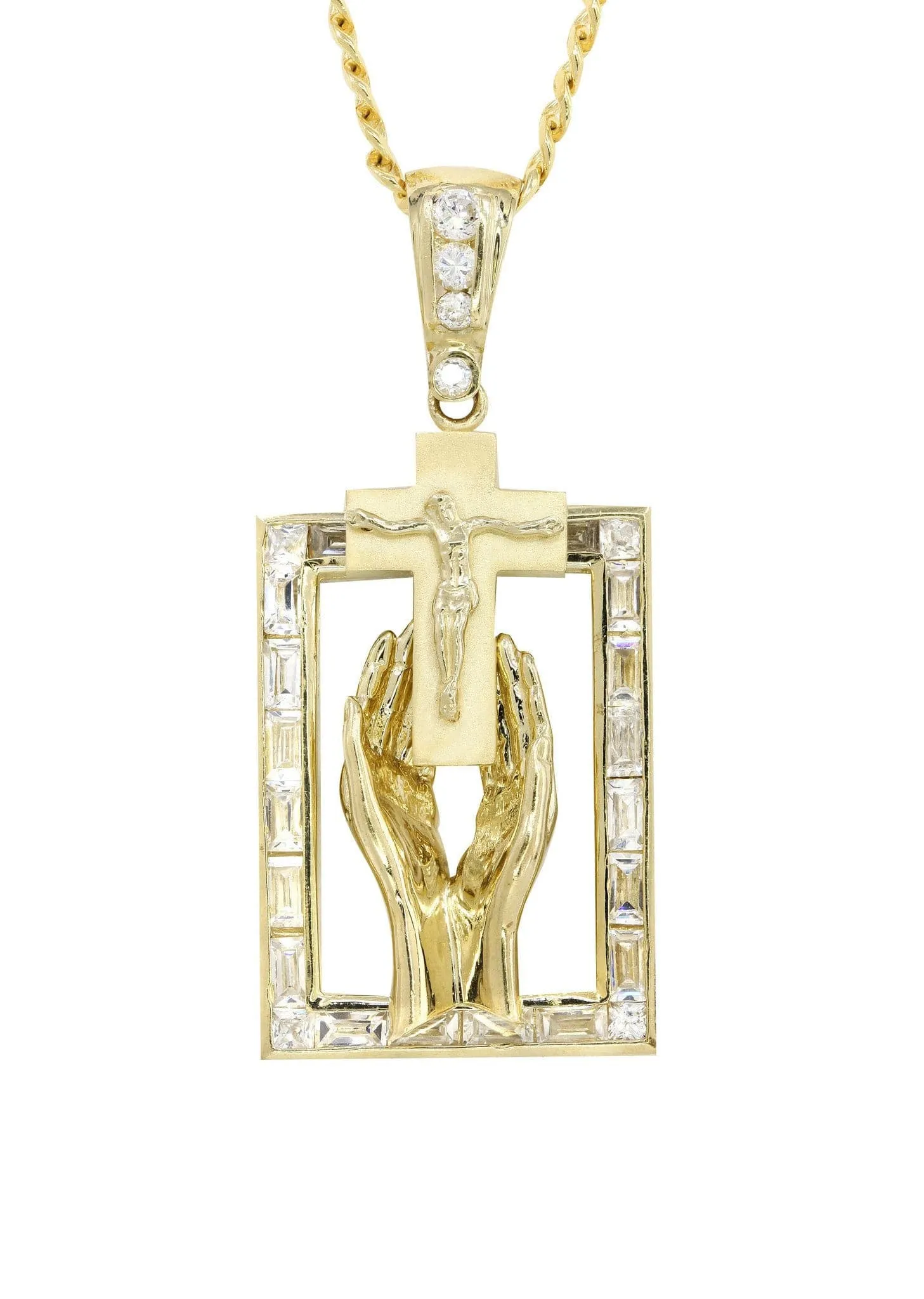 10K Yellow Gold Praying Hands Pendnat | Appx. 33 Grams