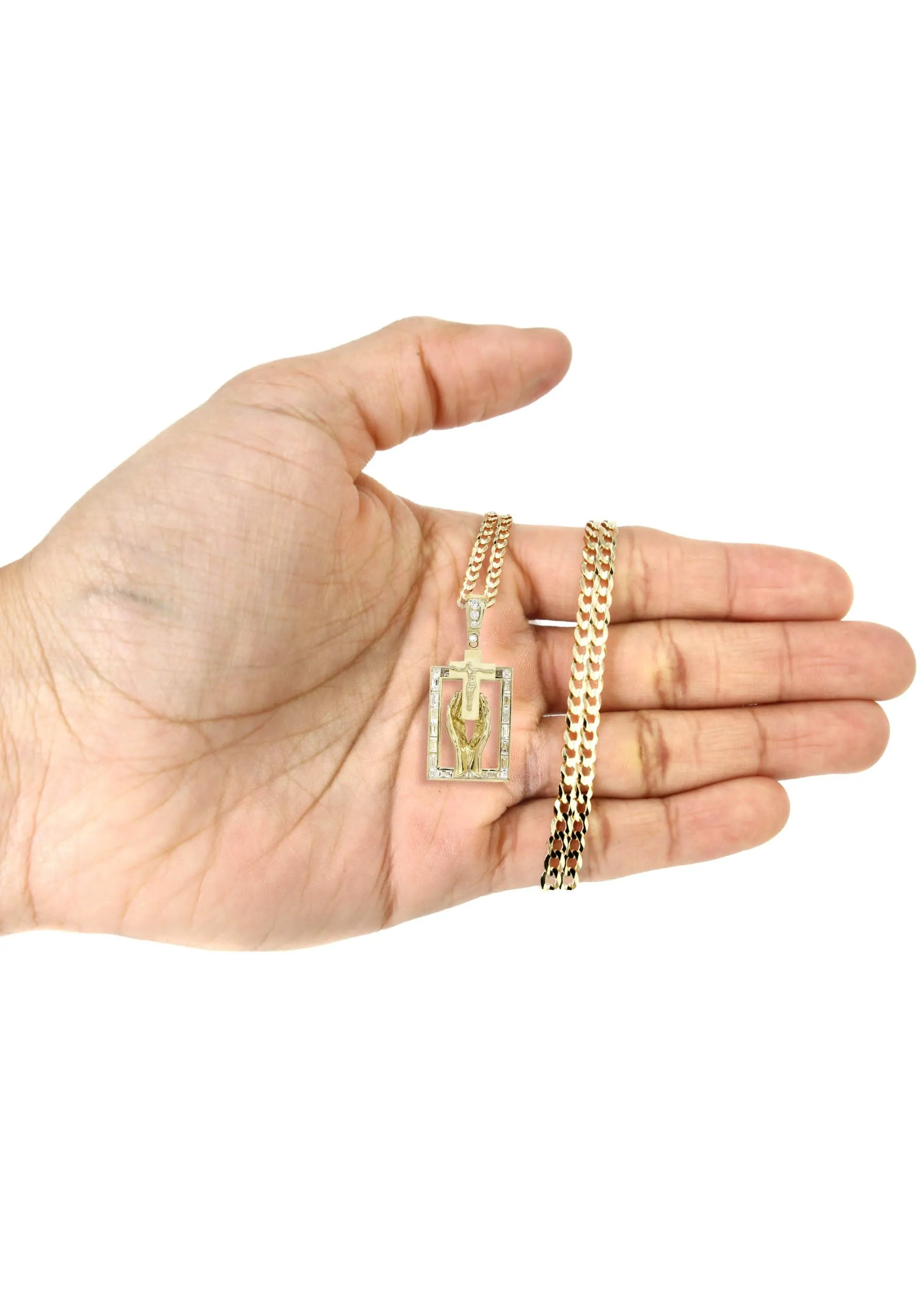10K Yellow Gold Praying Hands Pendnat | Appx. 33 Grams