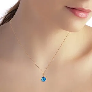 1.15 Carat 14K Solid Rose Gold Single Round Blue Topaz Necklace