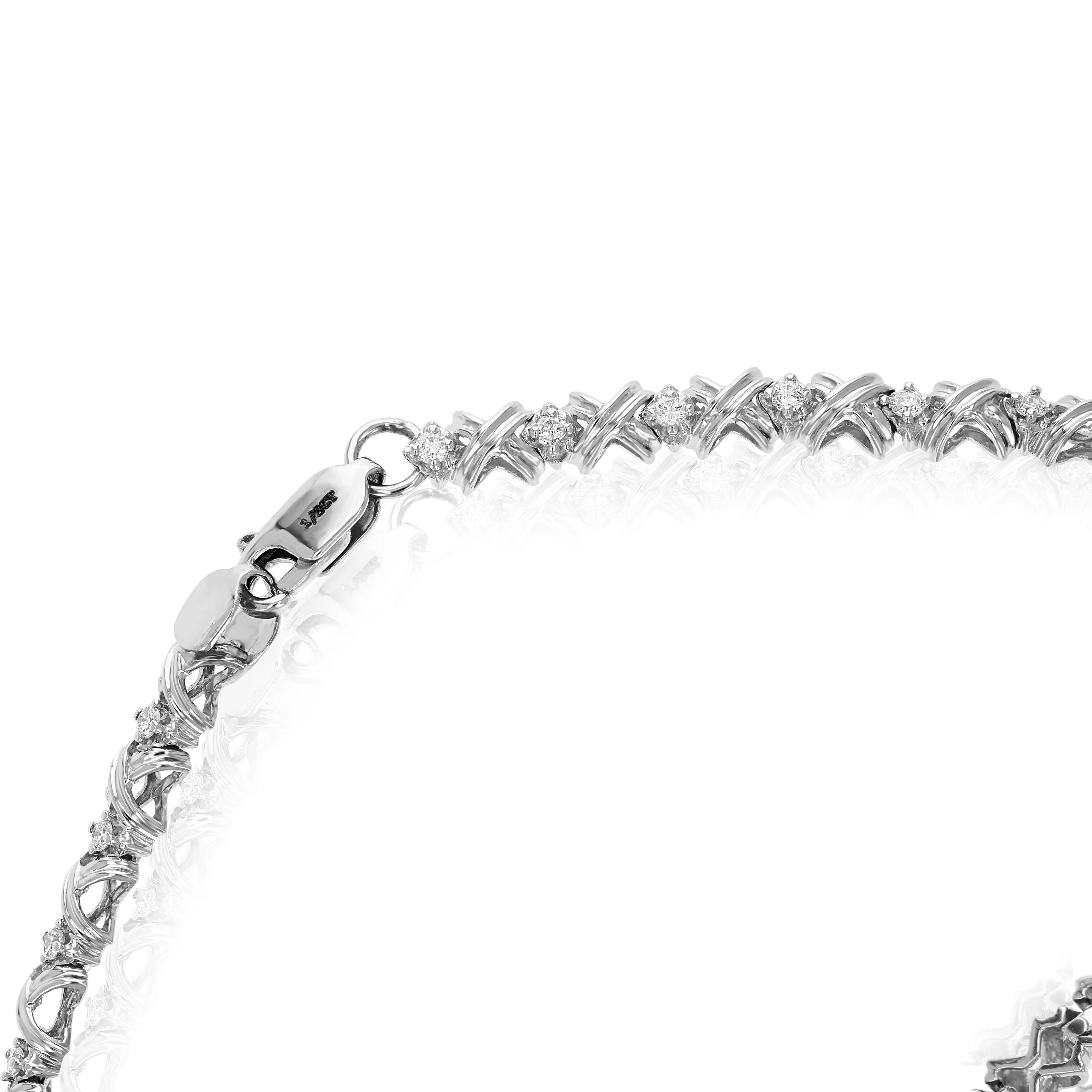 1/2 cttw SI2-I1 Diamond Bracelet 10K White Gold Round Prong Set XOXO 7 Inch