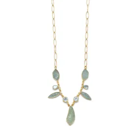 14 Karat Gold Plated Aquamarine and Blue Topaz Necklace