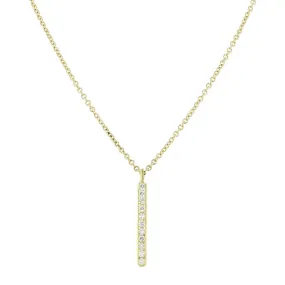 14K Gold Diamond Straight Row Pendant Necklace