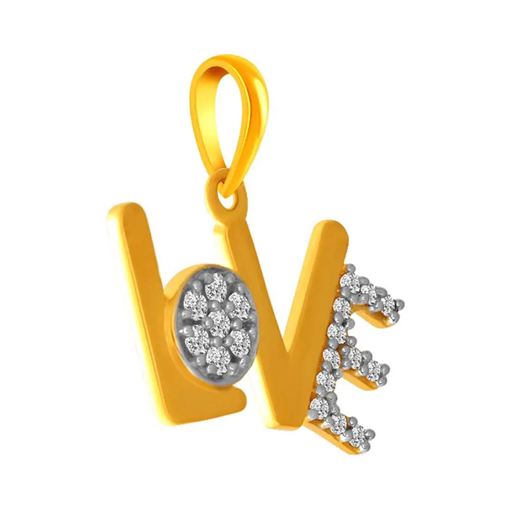 14k Gold  Studded Love Pendant