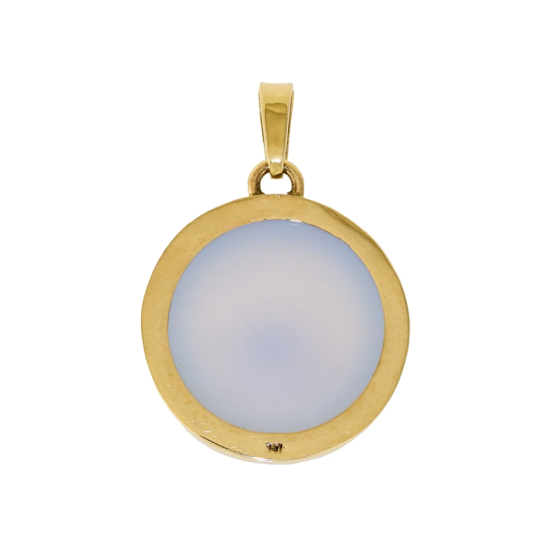 14k Holly Blue Chalcedony Round Pendant