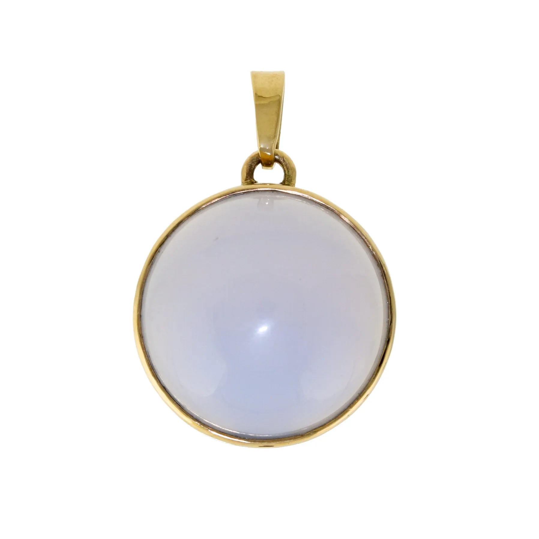 14k Holly Blue Chalcedony Round Pendant