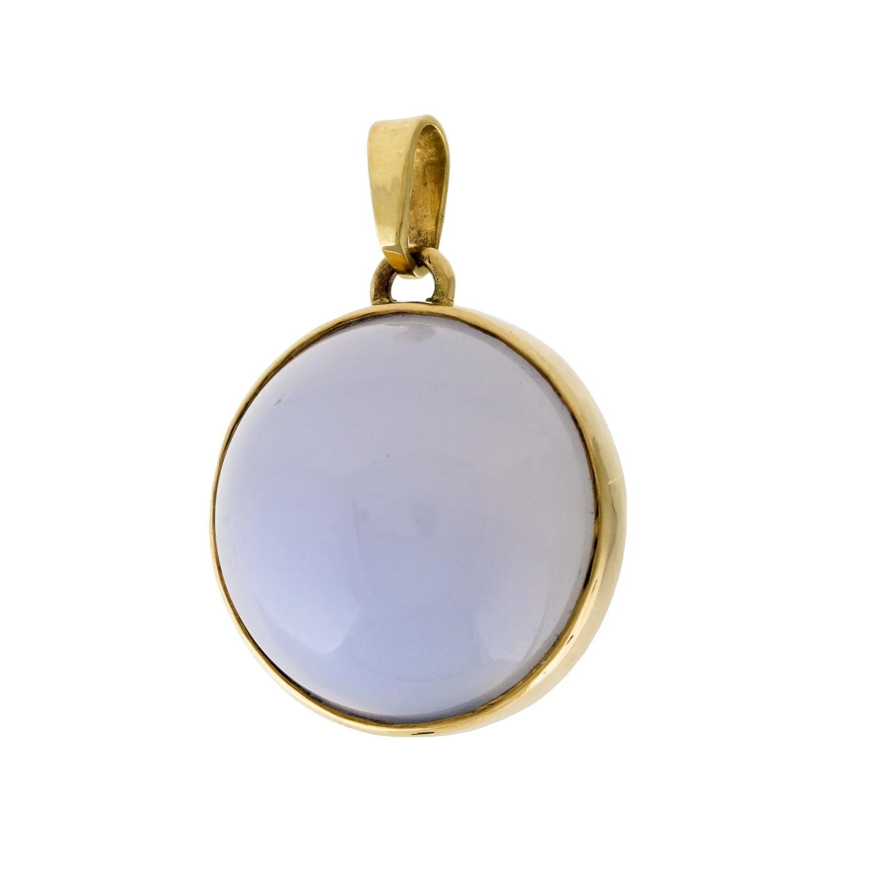 14k Holly Blue Chalcedony Round Pendant