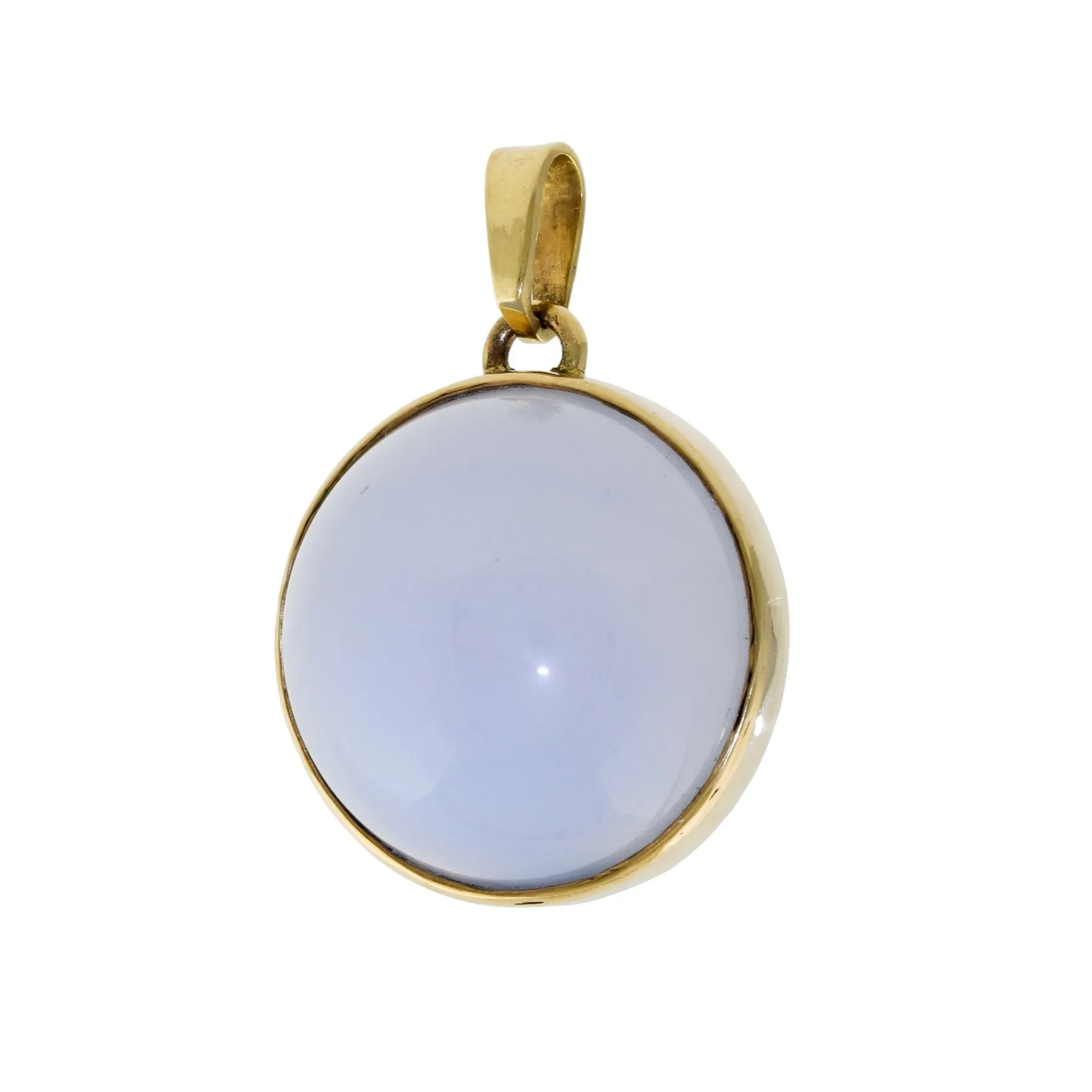 14k Holly Blue Chalcedony Round Pendant