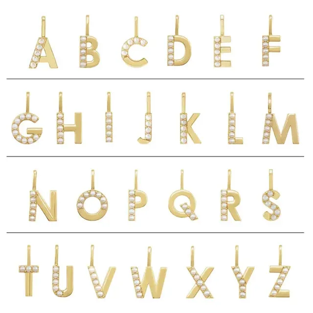 14K Yellow Gold Cultured White Pearl Initial H Charm/Pendant