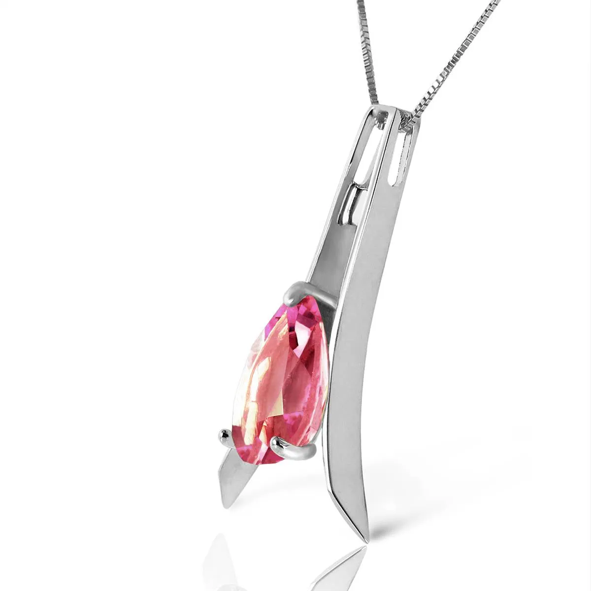 1.5 Carat 14K Solid White Gold Promise To Solve Pink Topaz Necklace
