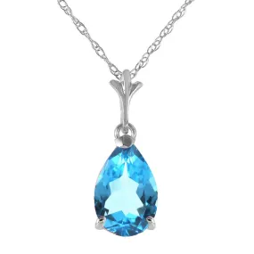 1.5 Carat 14K Solid White Gold Think No More Blue Topaz Necklace
