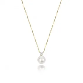 18ct Gold Diamond & Akoya Pearl Necklace NDQ202