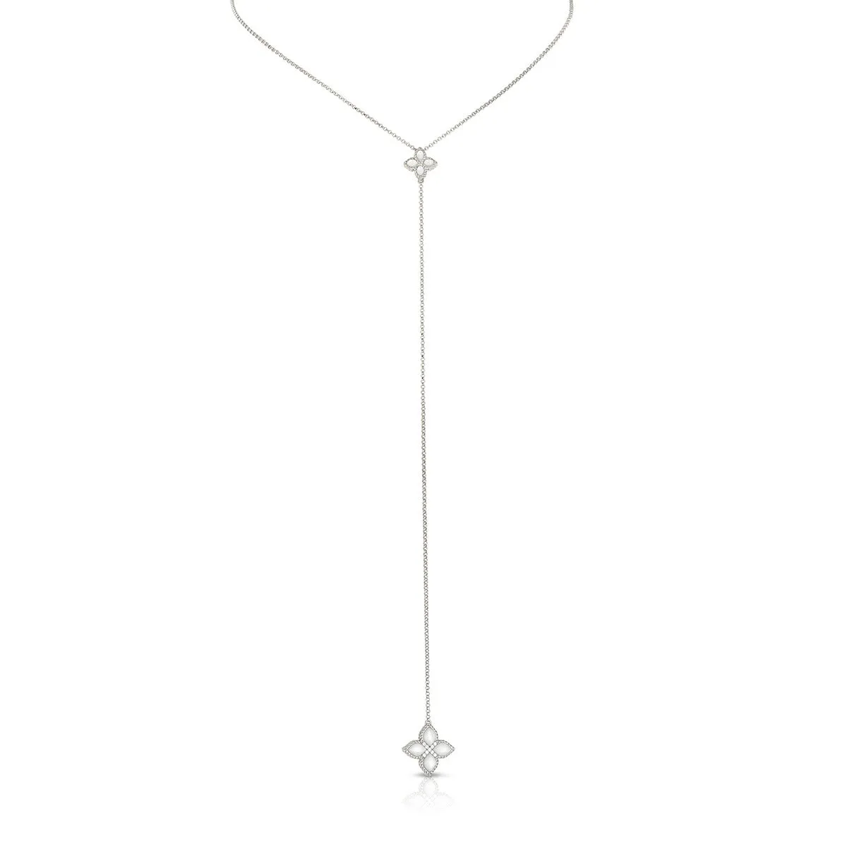 18K Diamond and Mother of Pearl Lariat Necklace