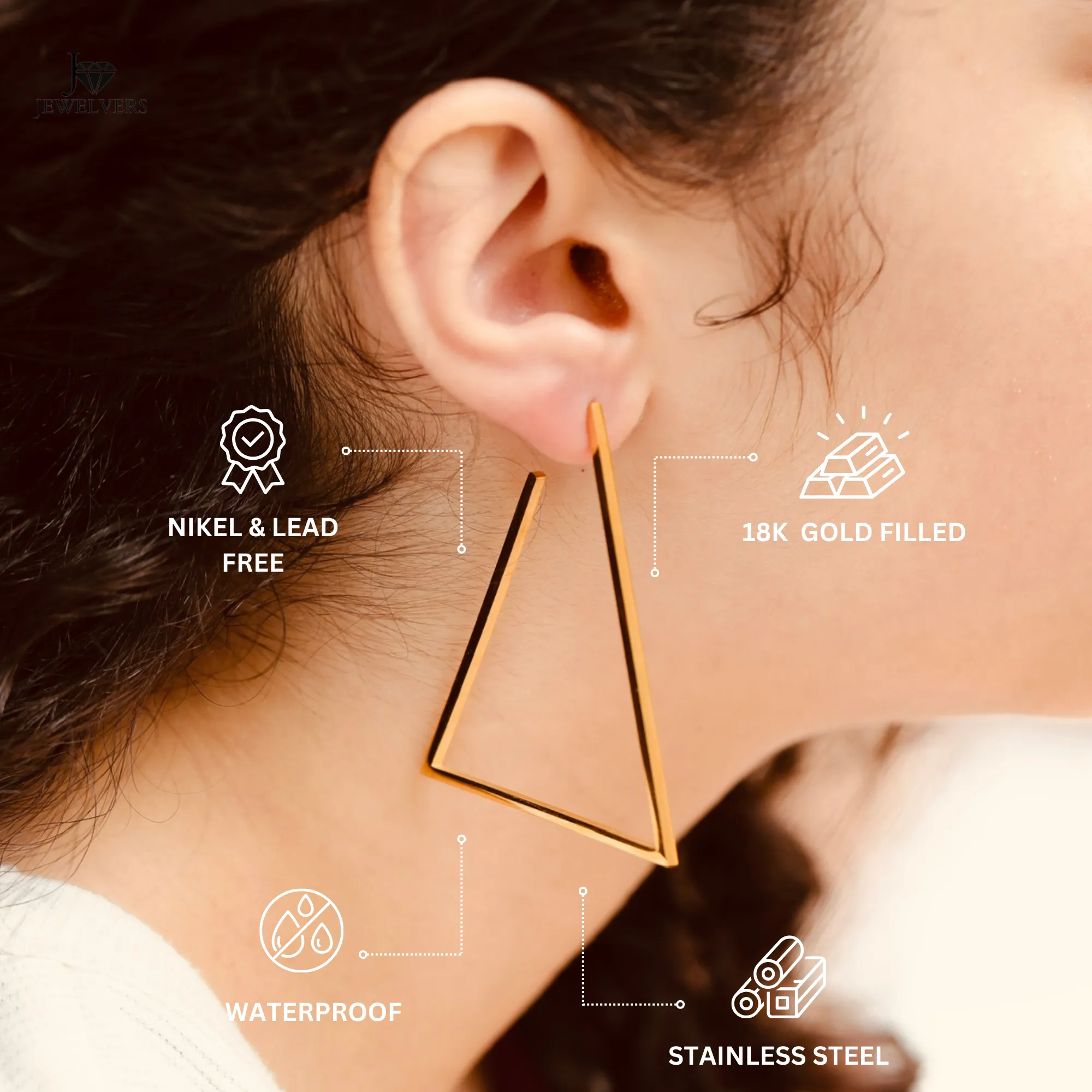 18K Gold-filled Triangle Hoop Earrings