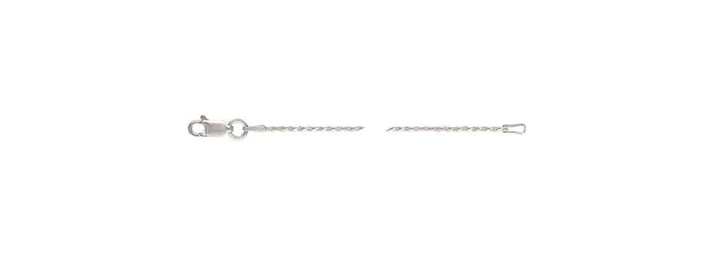18" 1.30mm DC Rope Chain, Sterling Silver. Made in USA. #501202618D