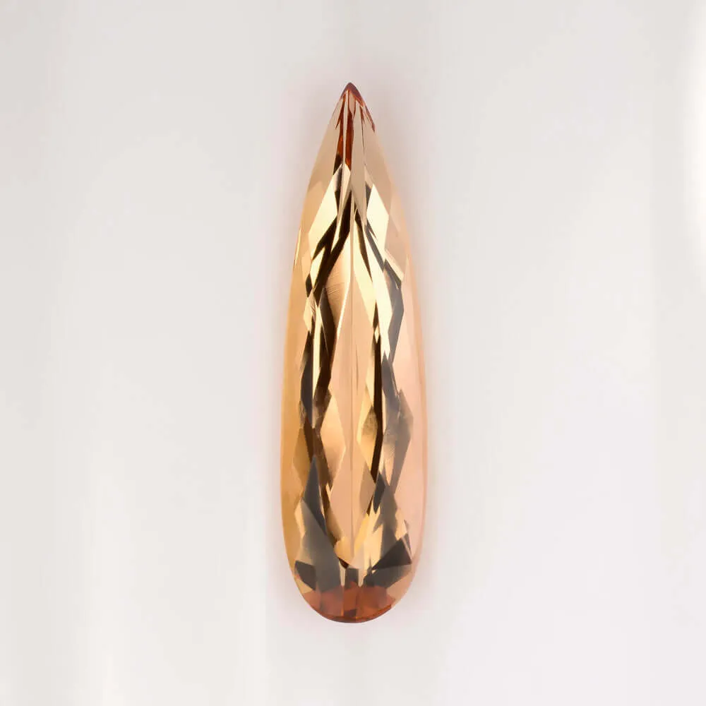2 CARAT IMPERIAL TOPAZ 17.5m LONG DROP PENDANT PEAR SHAPE NECKLACE ORANGE DANGLE