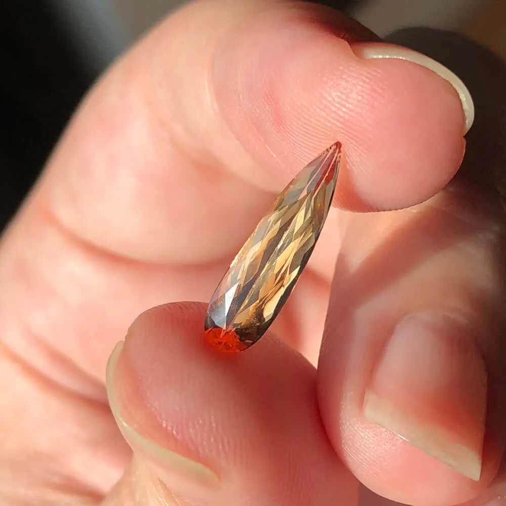 2 CARAT IMPERIAL TOPAZ 17.5m LONG DROP PENDANT PEAR SHAPE NECKLACE ORANGE DANGLE