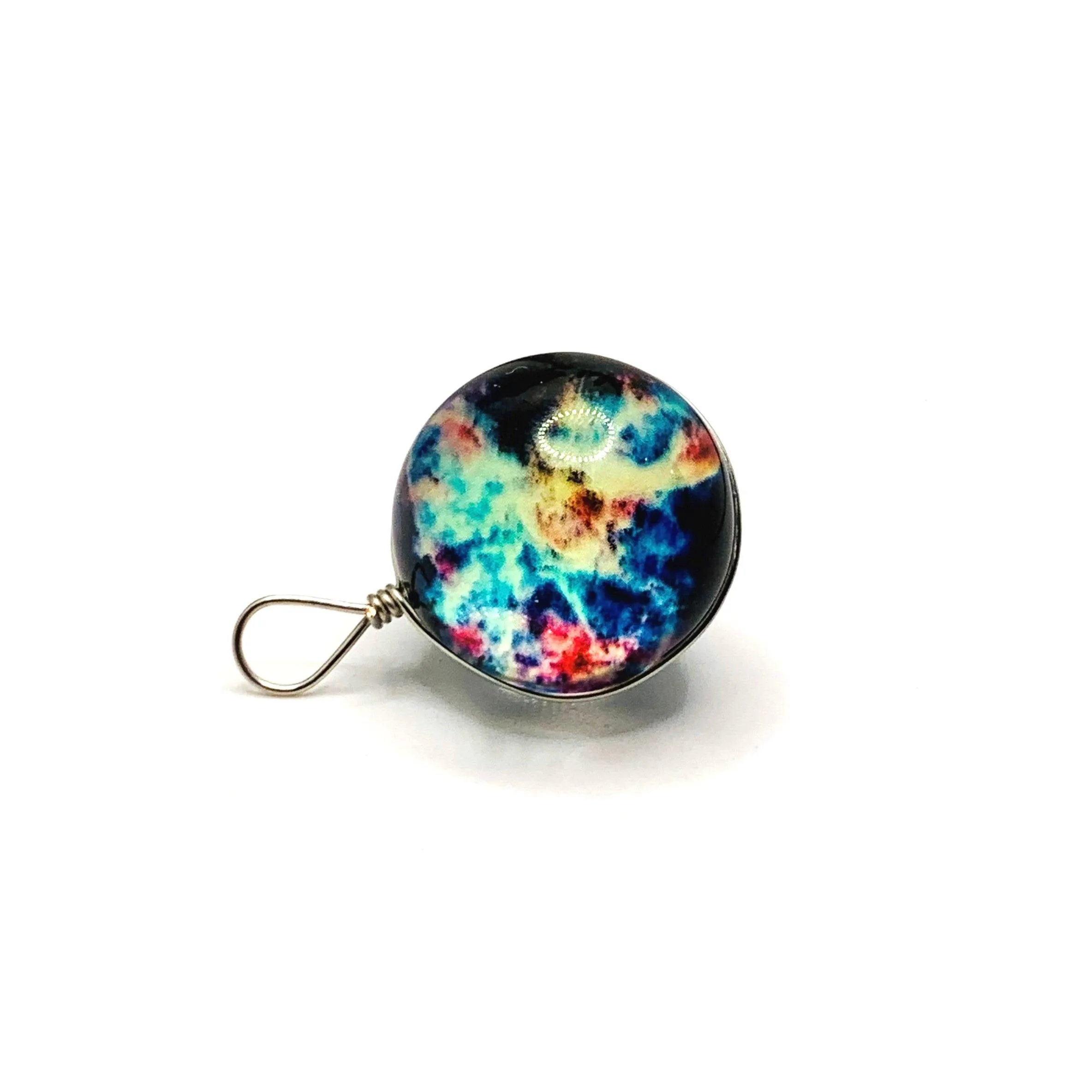 2 Wire Wrapped Glass Galaxy Multi-color Nebula Pendant Charms