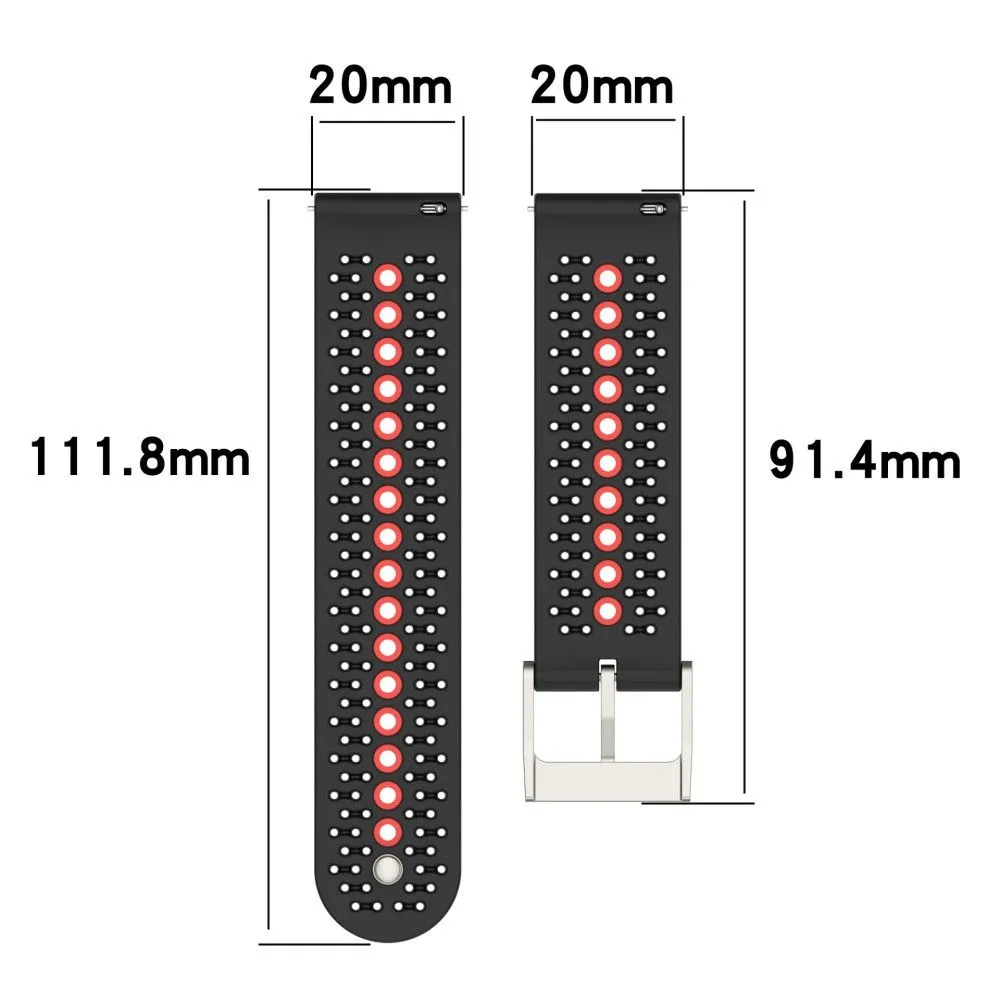 20mm Universal bi-color silicone watch strap - Black / Orange