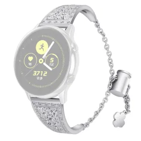 20mm Universal floral zine alloy rhinestone watch strap - Silver