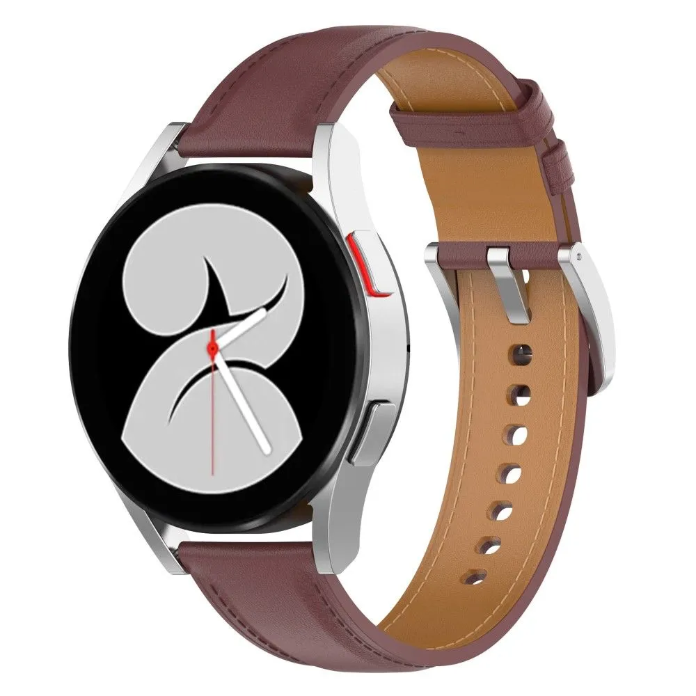 20mm Universal simple genuine leather watch strap - Dark Brown