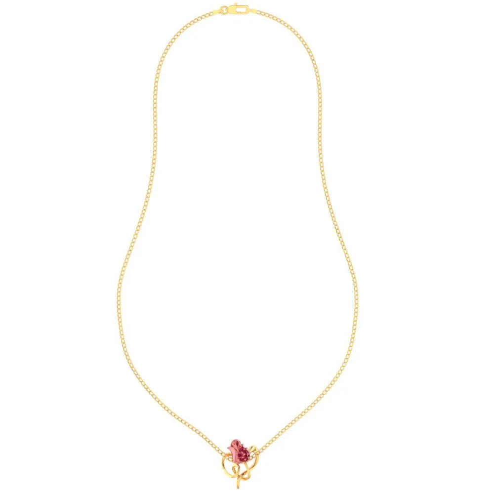 22k Gold Pendant With Stone-studded Yellow Entwined In A Leaf Design