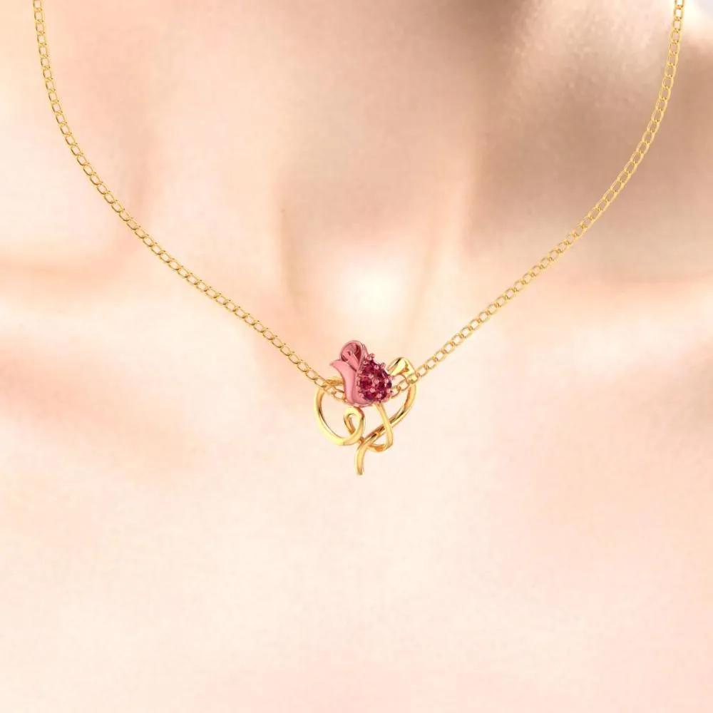 22k Gold Pendant With Stone-studded Yellow Entwined In A Leaf Design