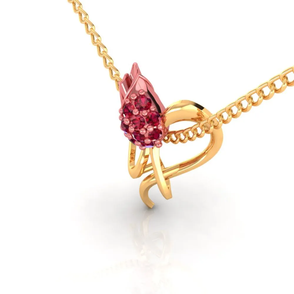 22k Gold Pendant With Stone-studded Yellow Entwined In A Leaf Design
