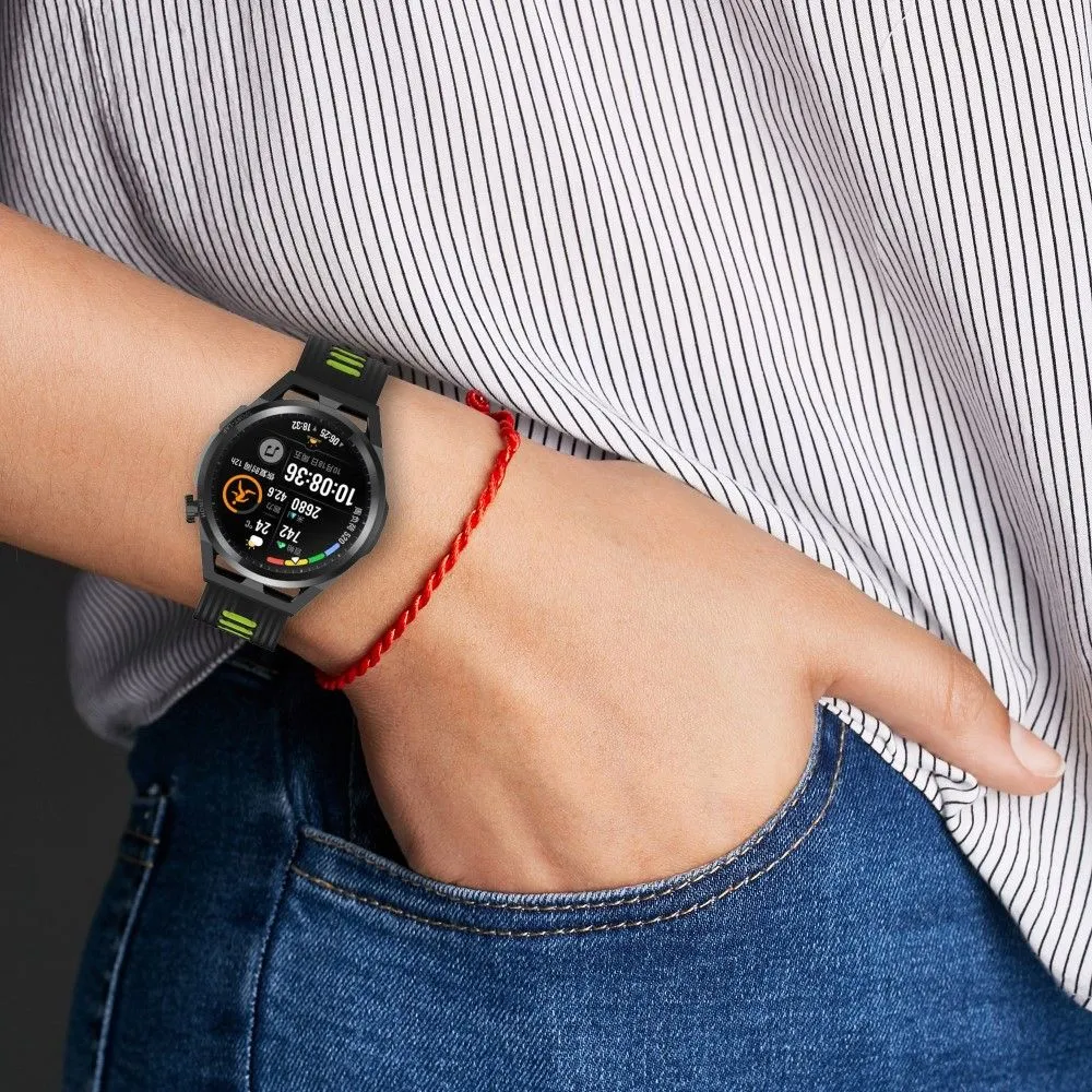 22mm Universal dual-color silicone watch strap - Black / Blue