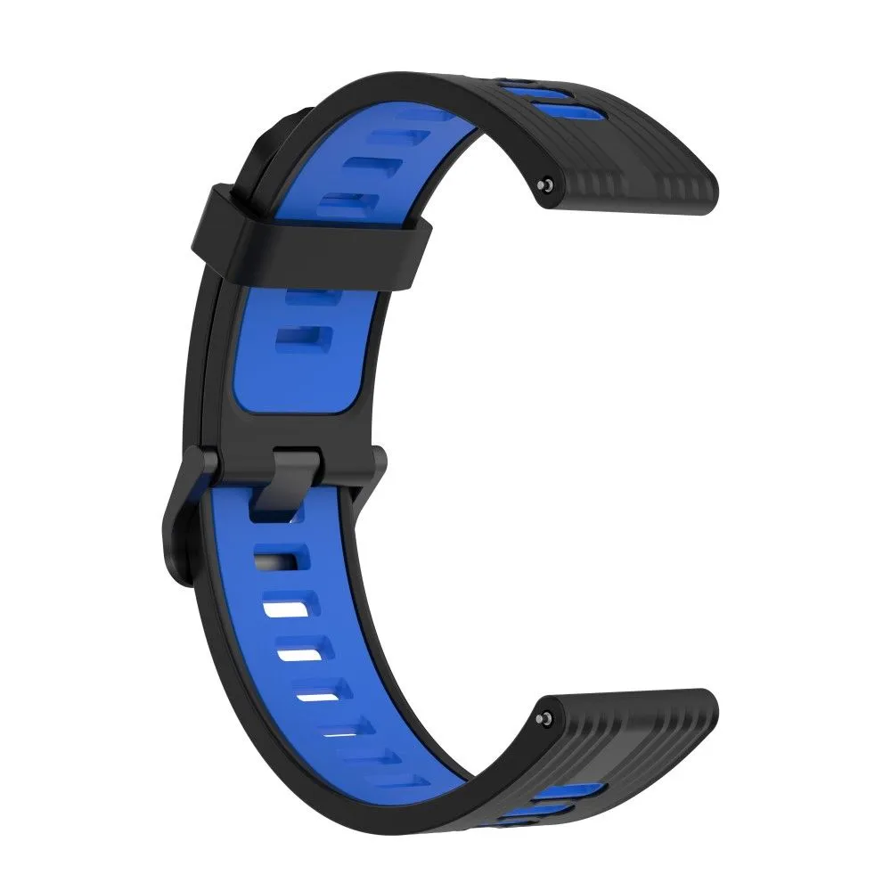 22mm Universal dual-color silicone watch strap - Black / Blue