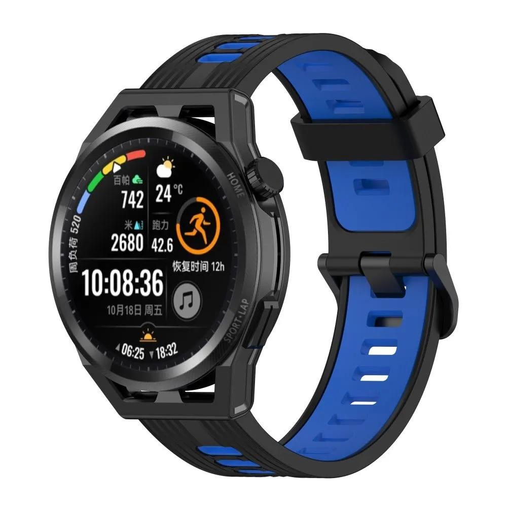 22mm Universal dual-color silicone watch strap - Black / Blue