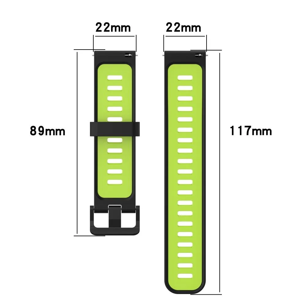 22mm Universal dual-color silicone watch strap - Black / Blue