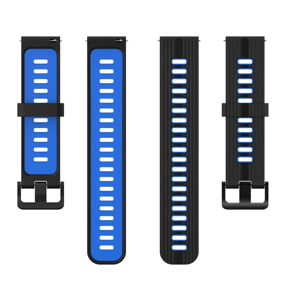 22mm Universal dual-color silicone watch strap - Black / Blue