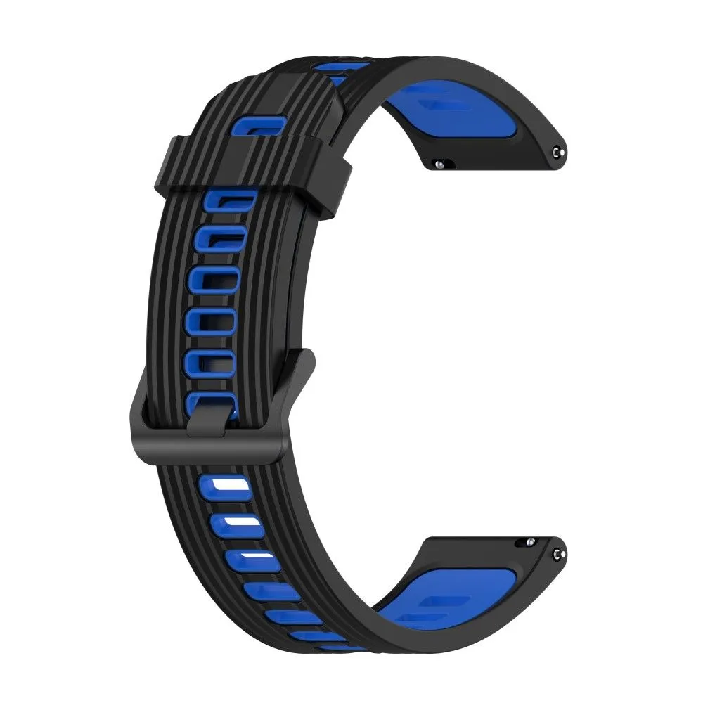 22mm Universal dual-color silicone watch strap - Black / Blue