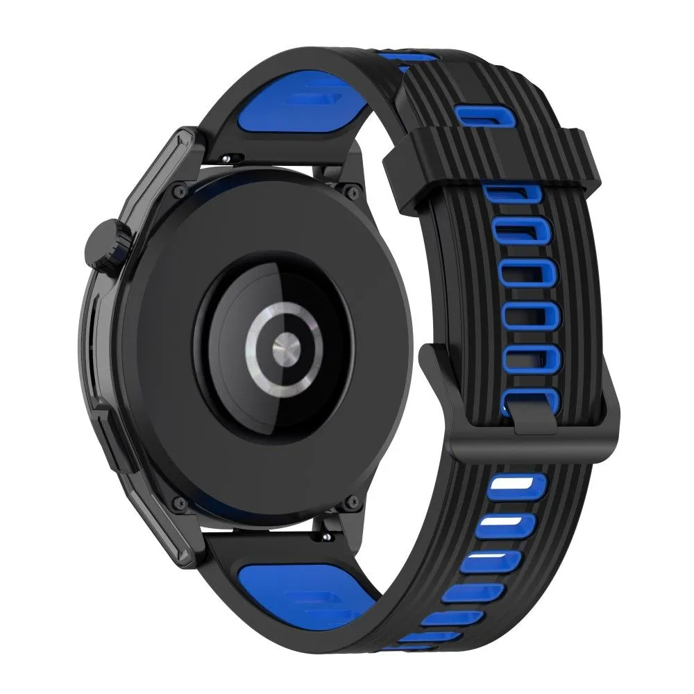 22mm Universal dual-color silicone watch strap - Black / Blue