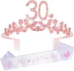30th Birthday Gifts for Women, 30th Birthday Tiara and Sash, Its My 30th Birthday Sash