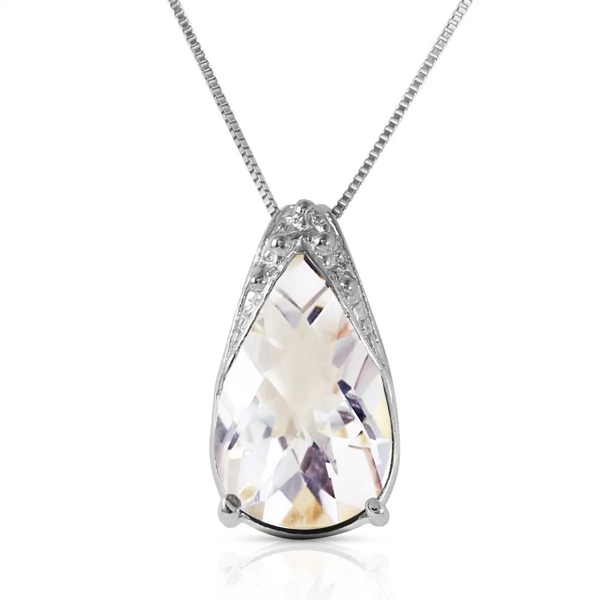 5 Carat 14K Solid White Gold Starfields White Topaz Necklace