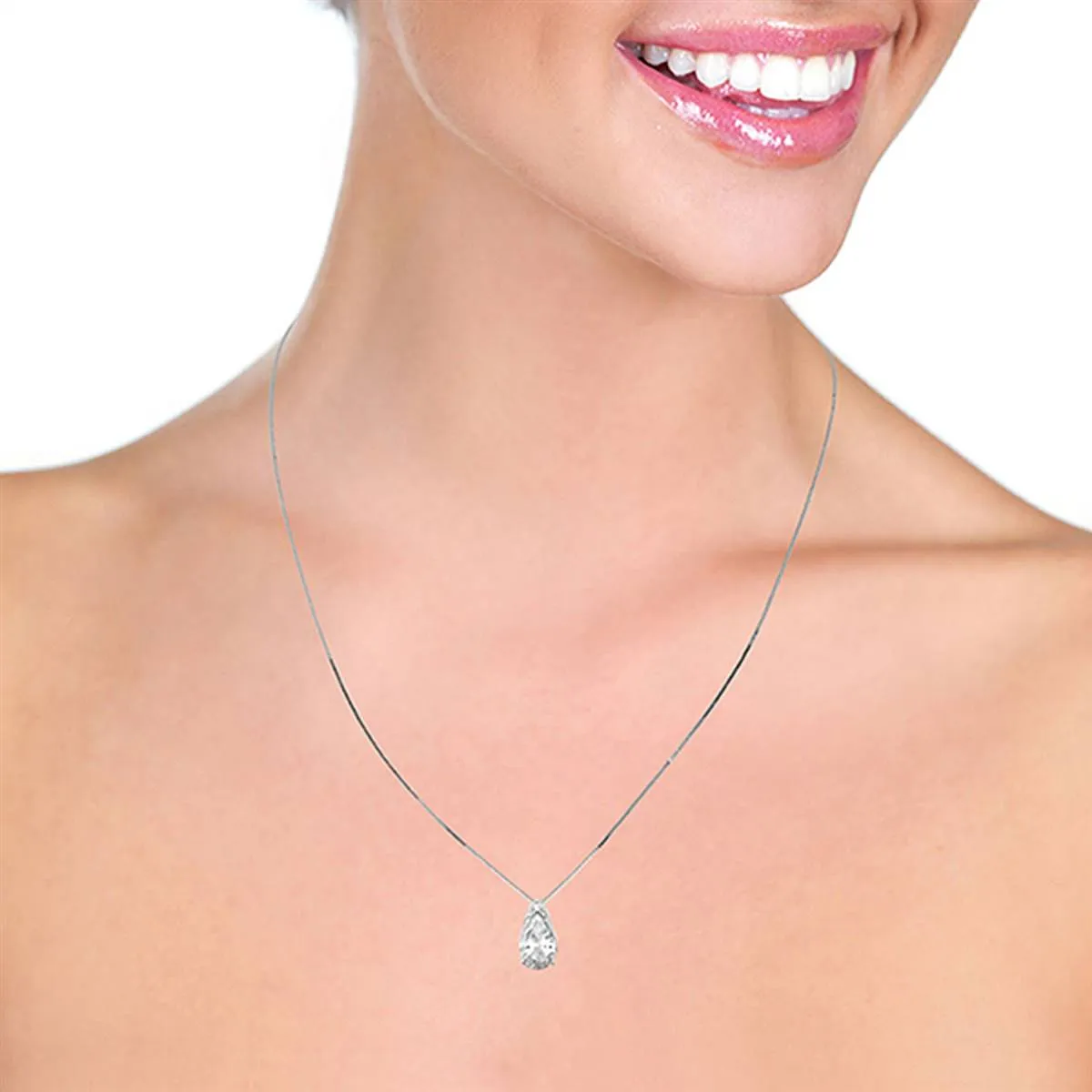 5 Carat 14K Solid White Gold Starfields White Topaz Necklace