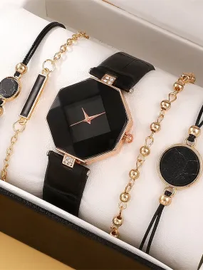 5pcs/set Women's Watch Women's Casual Korean Quartz Watch Set