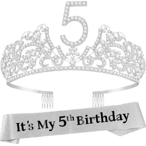 5th Birthday Gifts for Girl, 5th Birthday Tiara and Sash, 5th Birthday Decorations