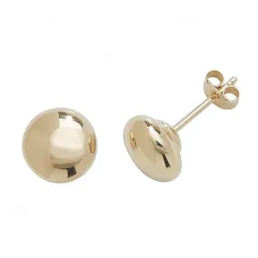9ct  Yellow  Gold  6mm  Button  Stud  Earrings  ES407