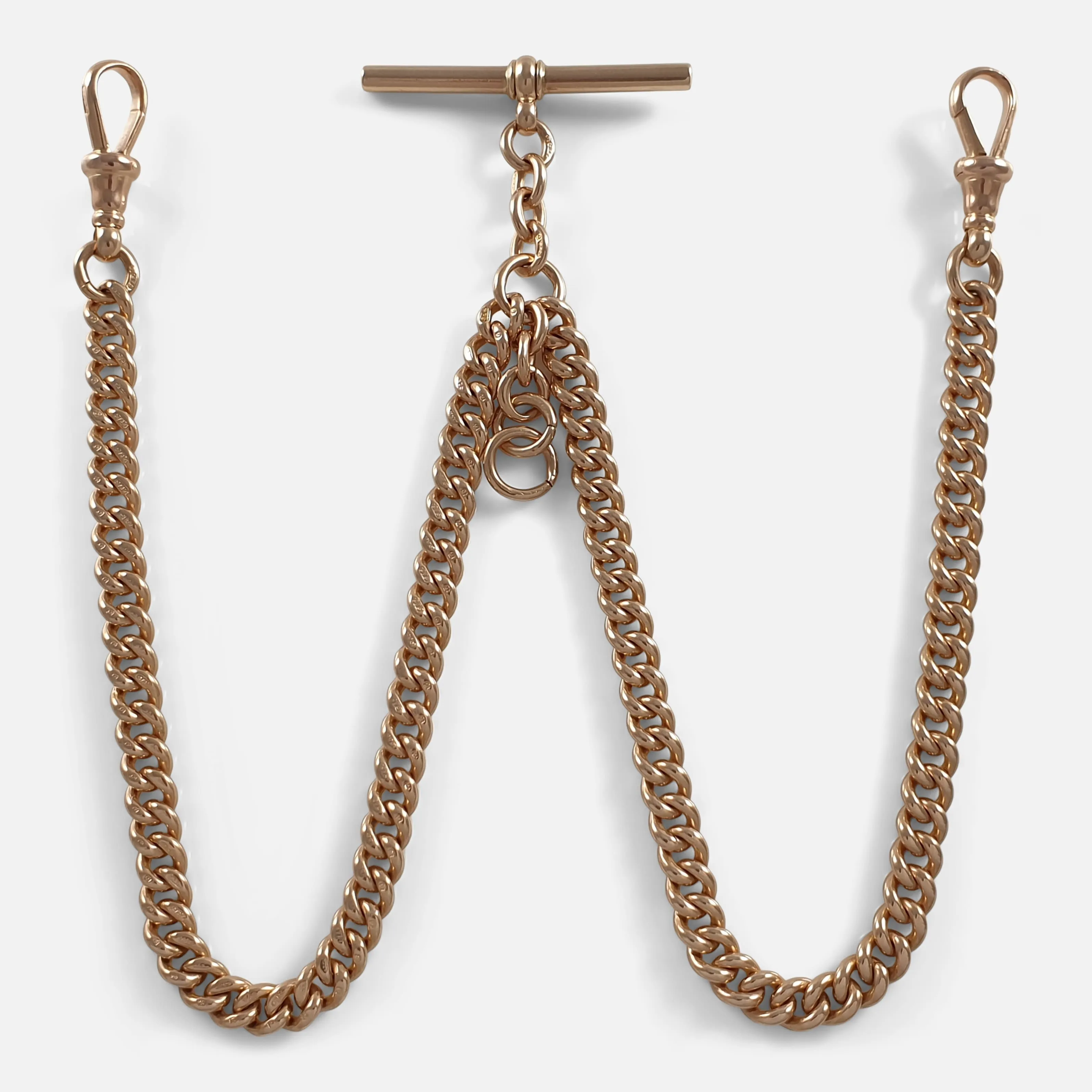 9ct Yellow Gold Double Albert Watch Chain - 45.3 grams