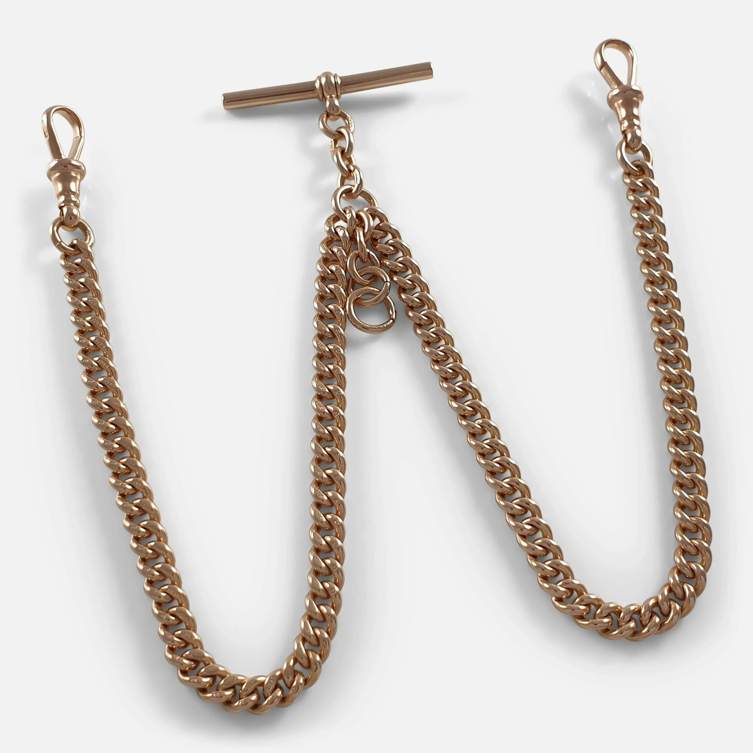 9ct Yellow Gold Double Albert Watch Chain - 45.3 grams