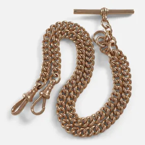 9ct Yellow Gold Double Albert Watch Chain - 45.3 grams