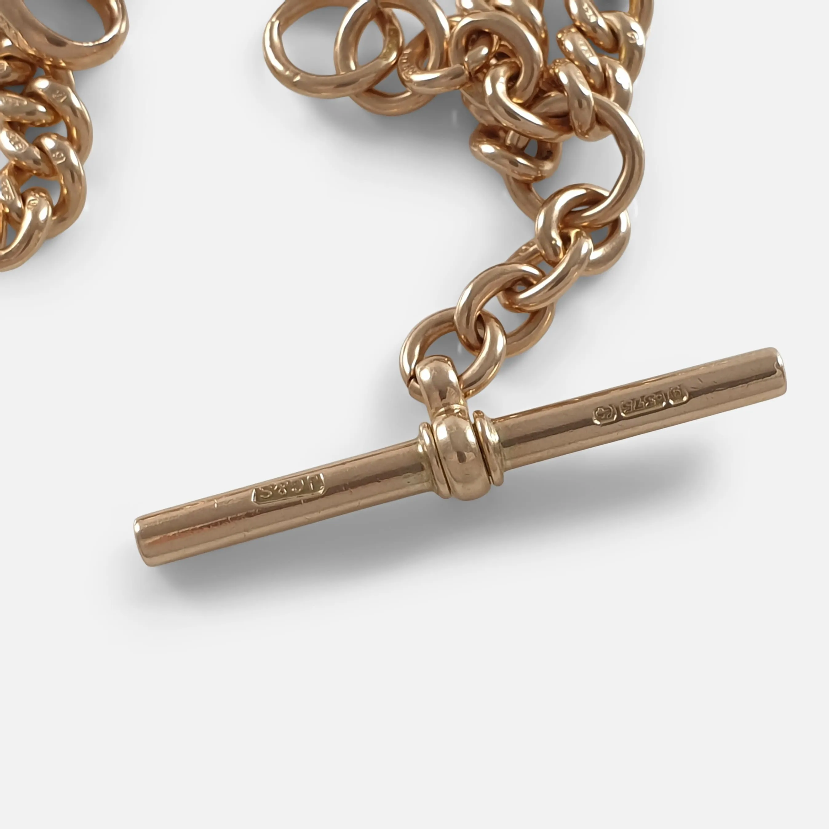 9ct Yellow Gold Double Albert Watch Chain - 45.3 grams