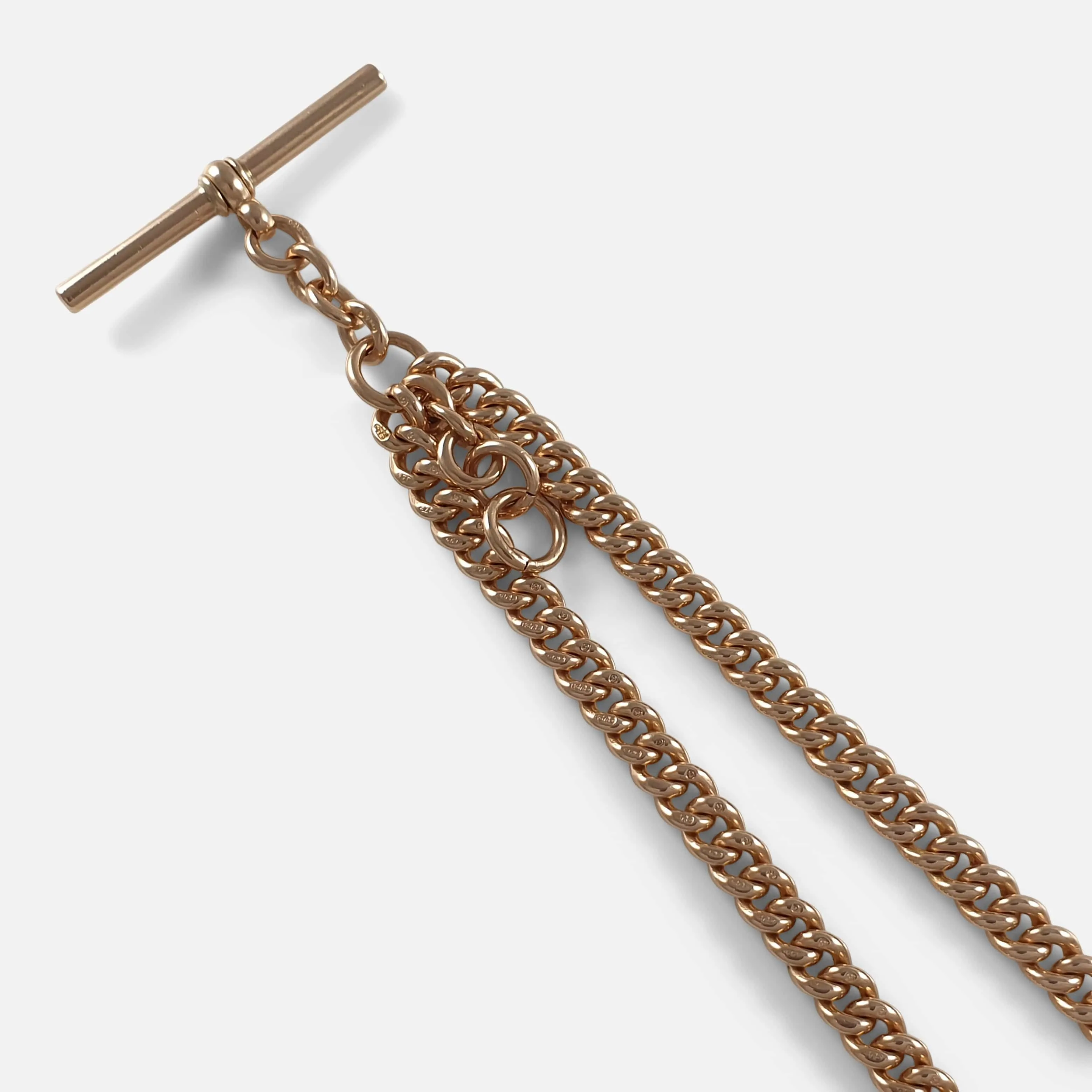 9ct Yellow Gold Double Albert Watch Chain - 45.3 grams