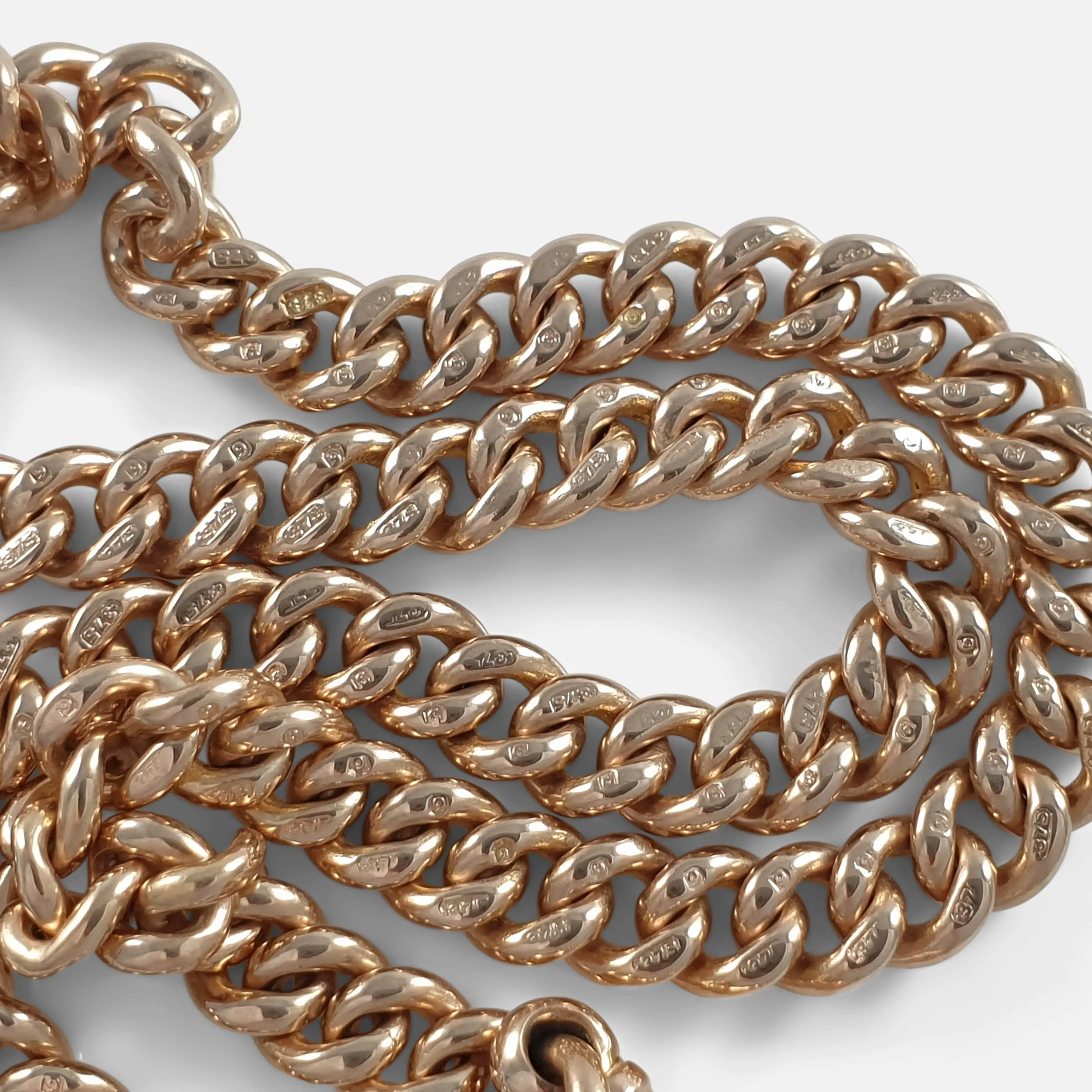 9ct Yellow Gold Double Albert Watch Chain - 45.3 grams