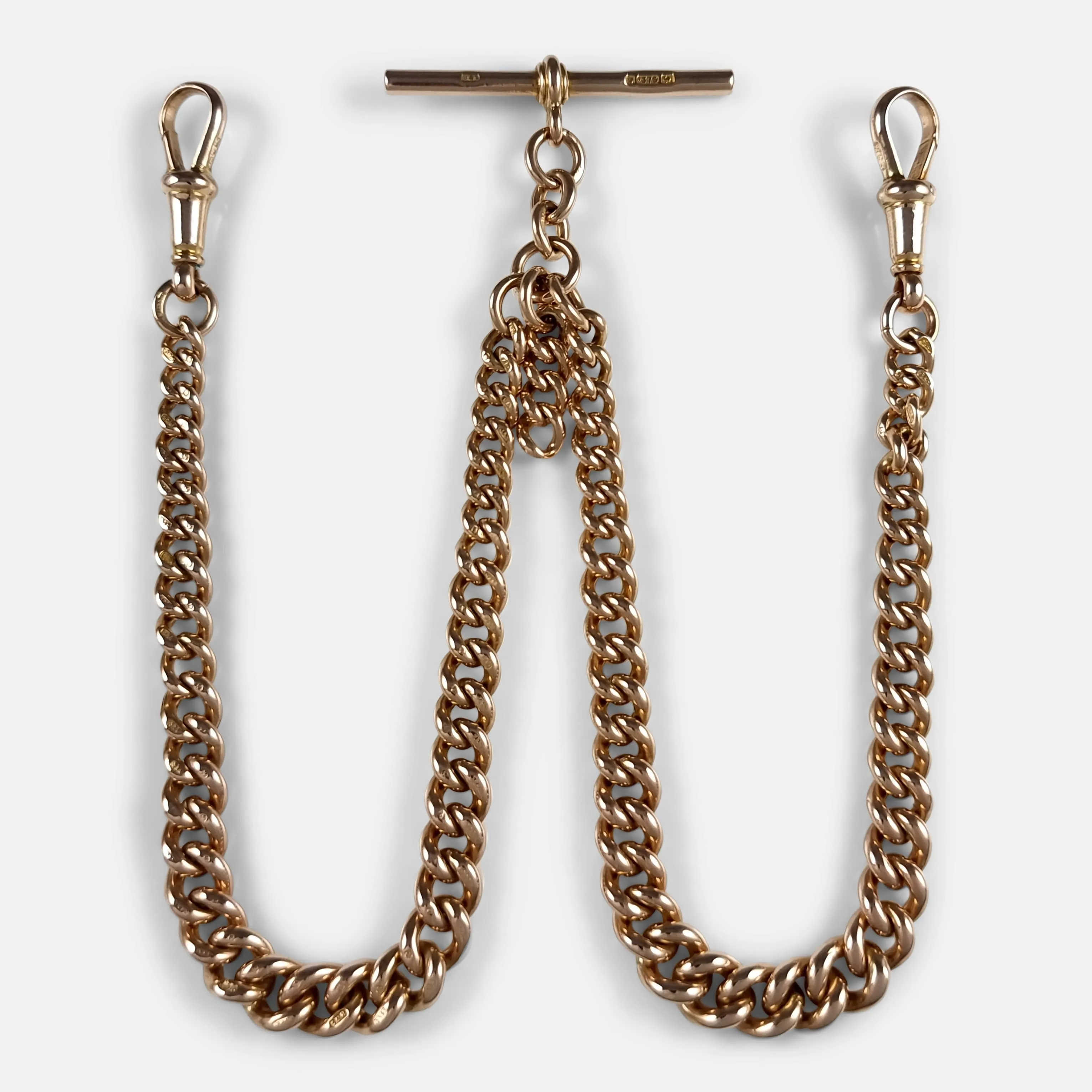 9ct Yellow Gold Graduating Double Albert Watch Chain - 58.6g