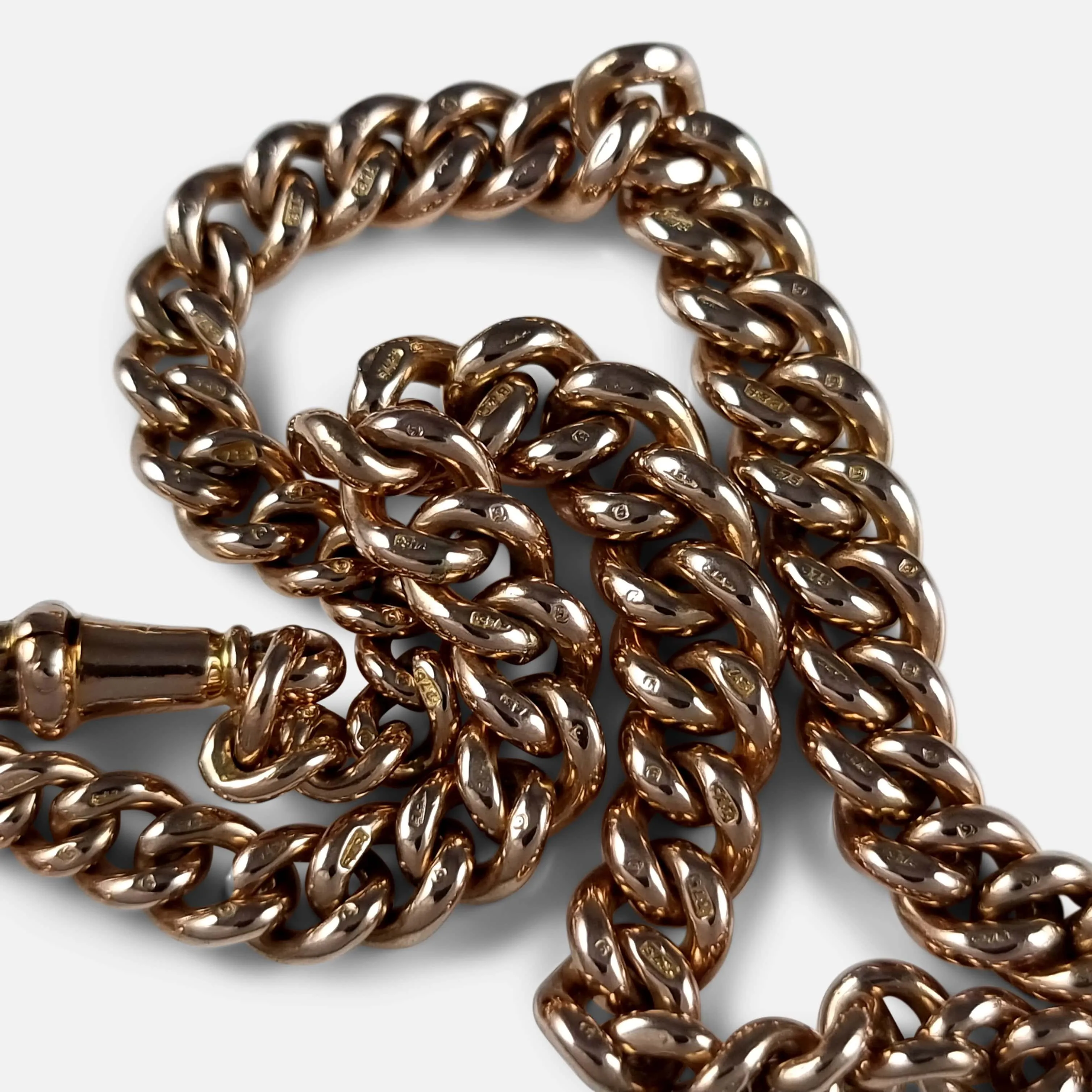 9ct Yellow Gold Graduating Double Albert Watch Chain - 58.6g